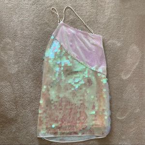 Iridescent sequin mini dress